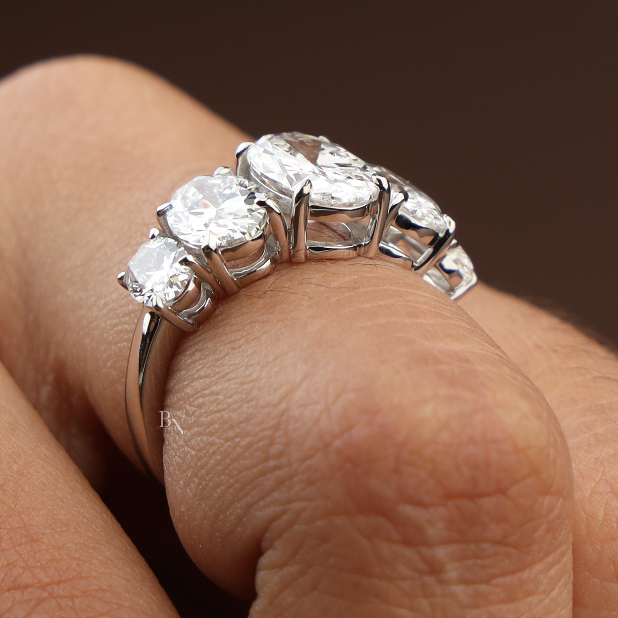 1.50CT Oval Lab Grown Diamond Five Stone Ring | Anniversary Band | Oval Cut Lab Diamond Wedding Ring | Bridal | 5 Stone