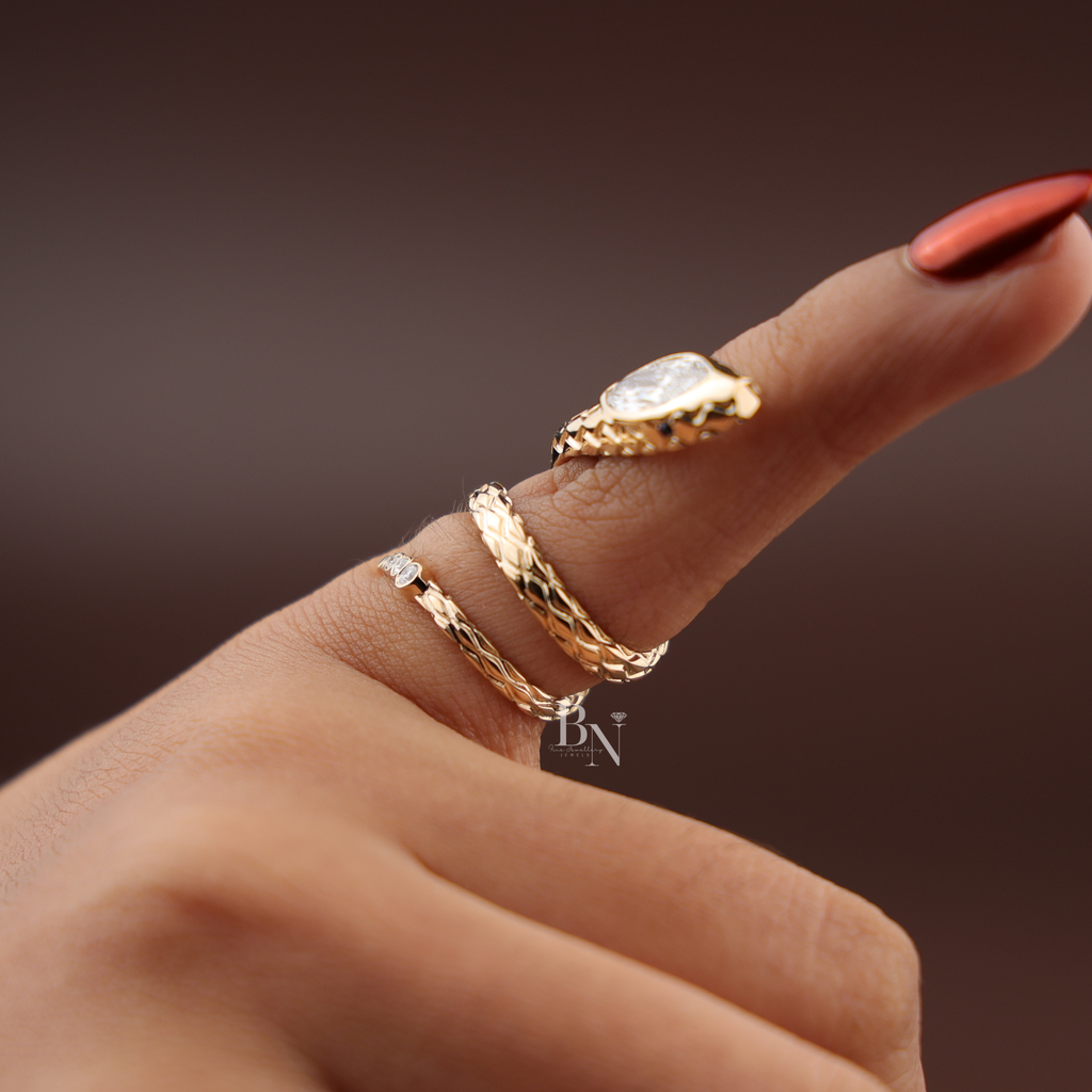 1ct Marquise Lab Diamond Snake Ring , 14K Yellow Gold Serpent Wrap Ring , Symbolic Animal Engagement Ring