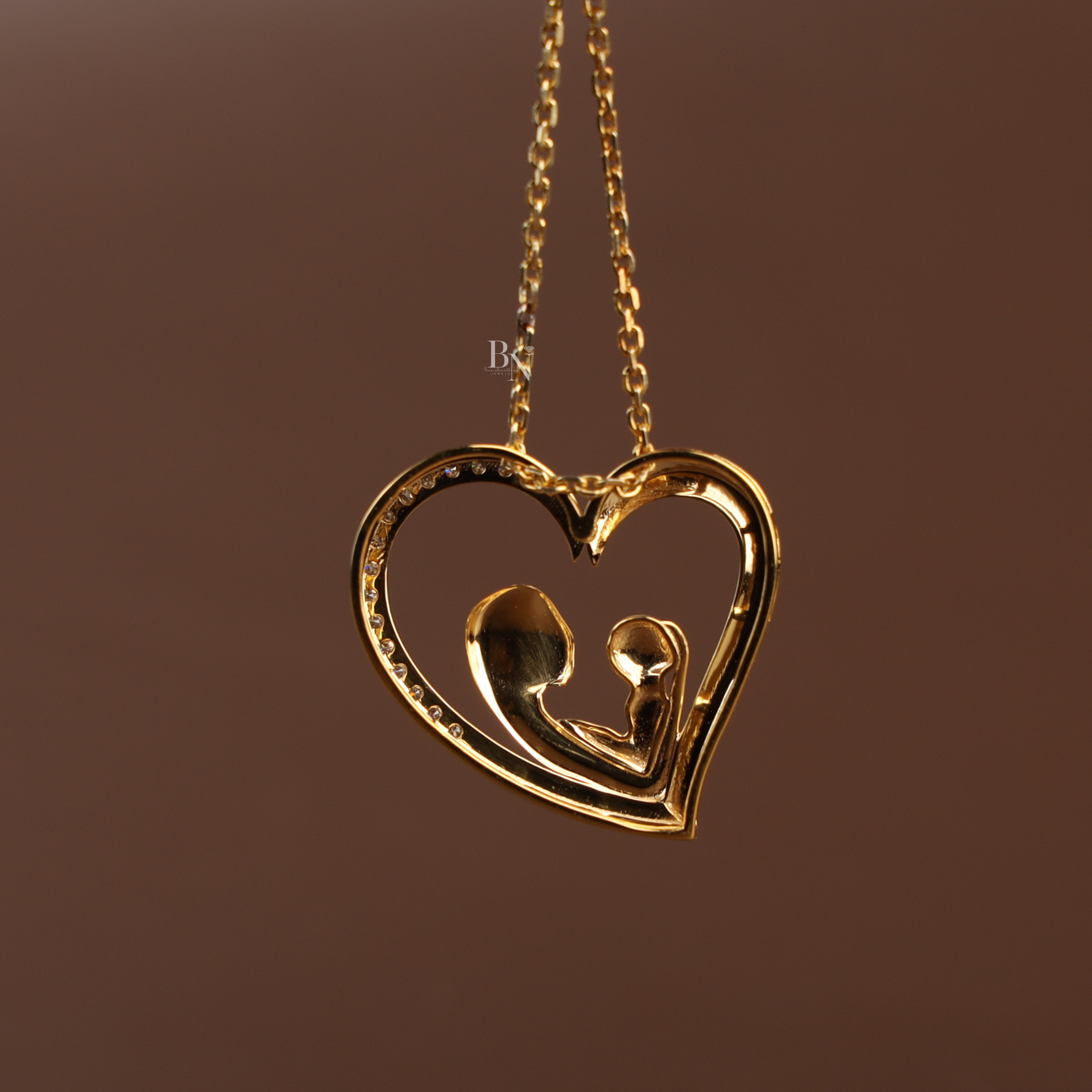 Mother and Baby Heart Pendant | Motherhood Necklace | New Mom Gift | Fine Jewelry for Her | Family Love Pendant(Only Pendant)