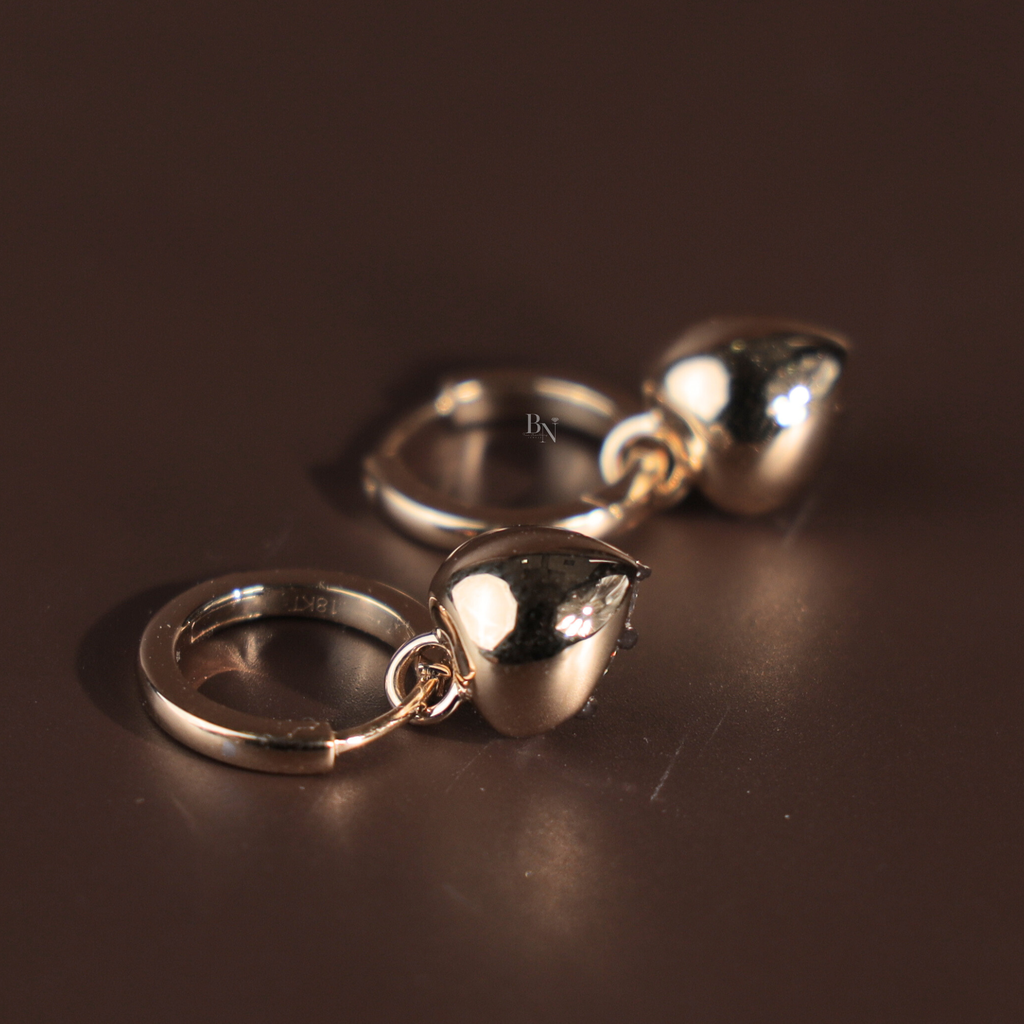 3ct Heart Cut Lab Grown Diamond Earrings | 18K Yellow Gold Hidden Halo Hoops | IGI Certified Lab Diamond Studs | Pave Bridal Jewelry Gift