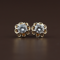2ctw Round Lab Diamond Stud Earrings | Floral Gold Flower Studs | Ethical Diamond Fine Jewelry | Anniversary Gift for Her | Luxury Earrings