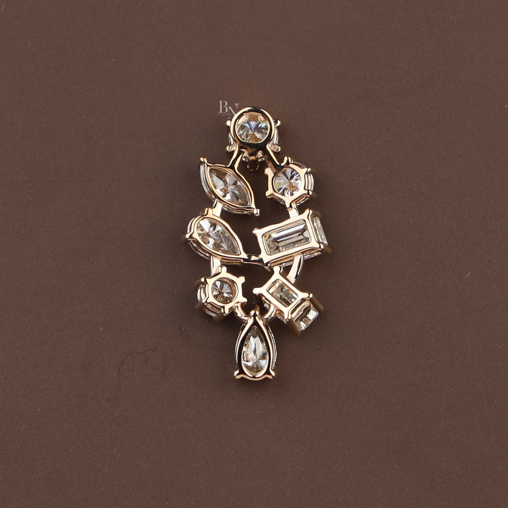 2.50ct Lab Grown Diamond Cluster Pendant | 14K Yellow Gold Mixed Cut Necklace
