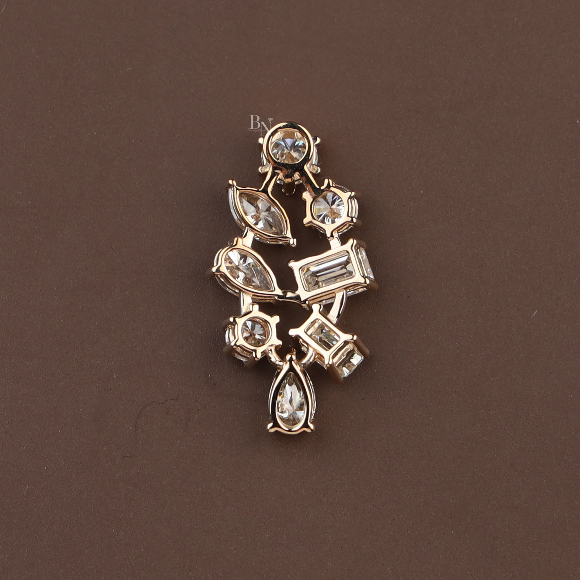 2.50ct Lab Grown Diamond Cluster Pendant | 14K Yellow Gold Mixed Cut Necklace