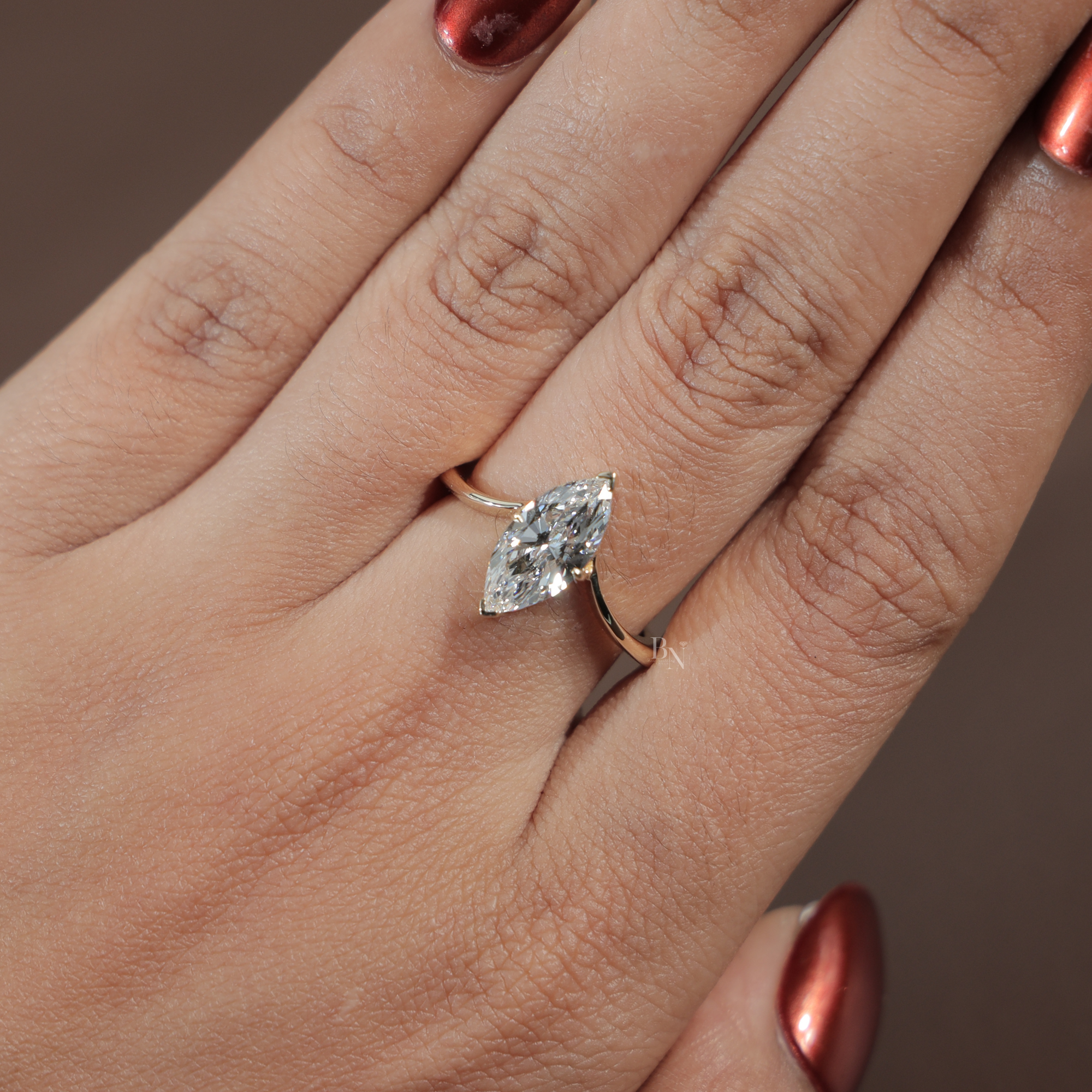 1.5 Carat Marquise Lab Grown Diamond Engagement Ring | Hidden Halo Solitaire | 14K Solid White Gold | Cathedral Pave Bridal Ring |