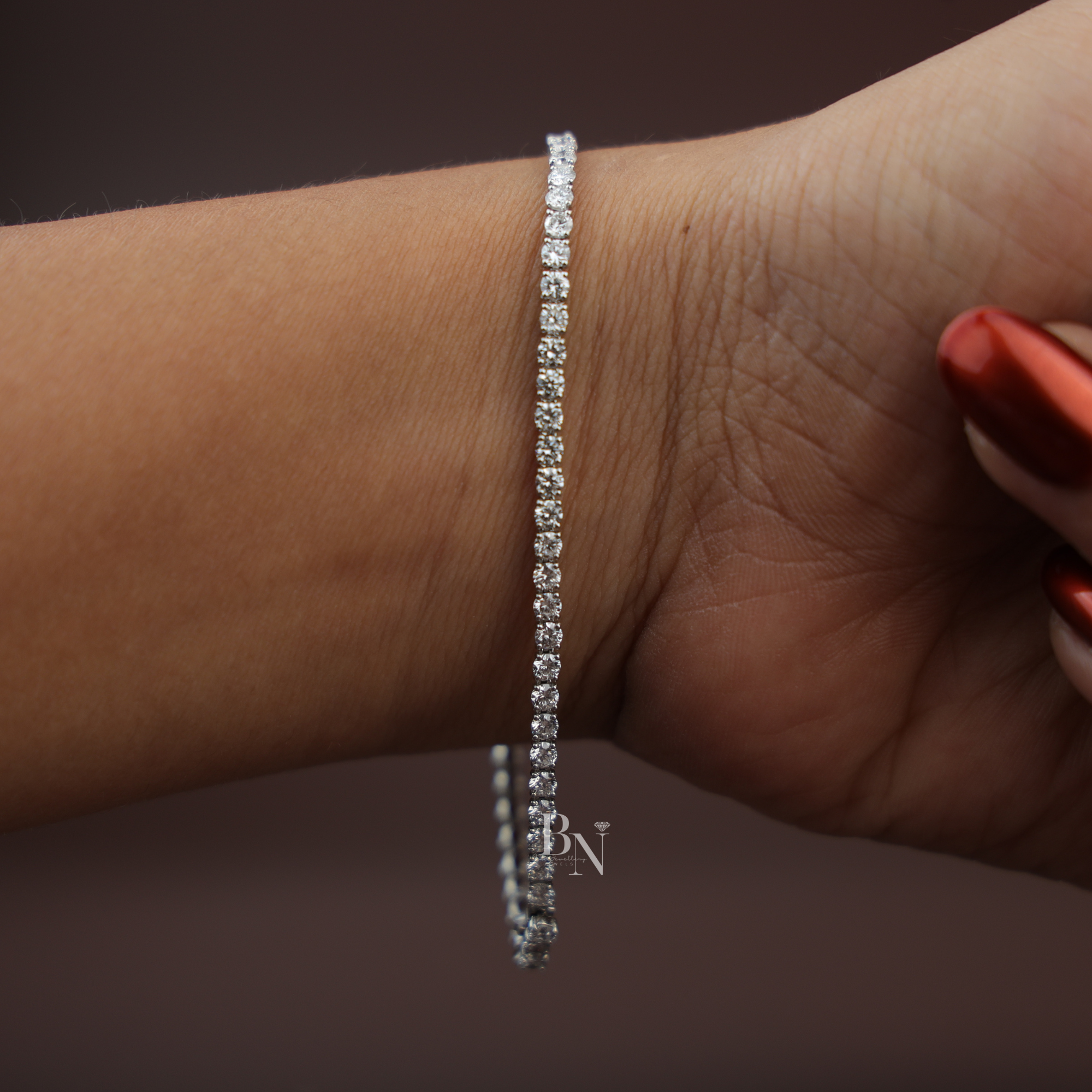 4ctw Round Lab Diamond Tennis Bracelet, 14K White Gold Inline Wedding Bracelet, Classic Bridal Diamond Jewelry, Anniversary Gift for Her