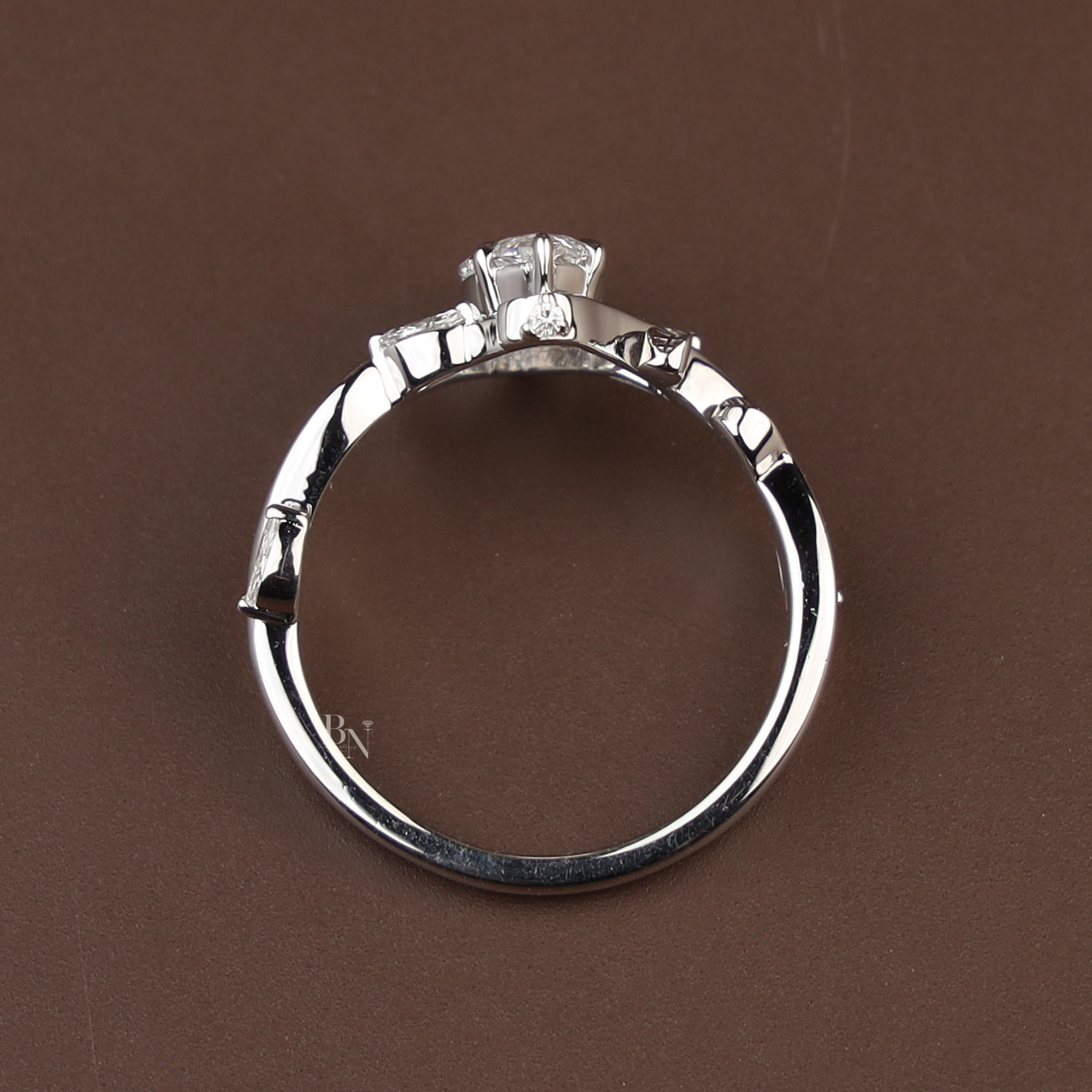 1ct Marquise Lab Diamond Engagement Ring | Nature Vine Leaf Setting | 14k White Gold Bridal Ring | Marquise Cut Anniversary Gift for Her