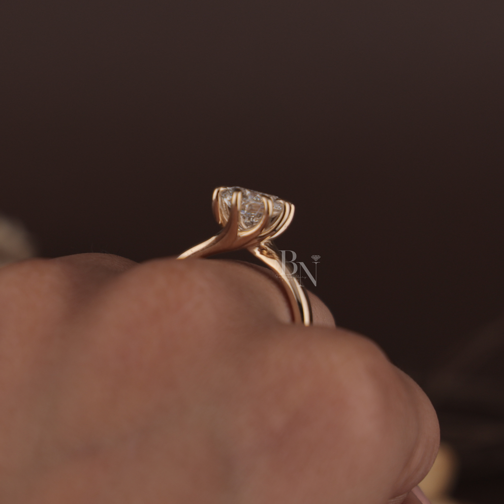 2.5ct Oval Lab Grown Diamond Engagement Ring | IGI Certified Tulip Cathedral Setting | 14K Solid Gold Double Claw Prong | Fine Jewelry
