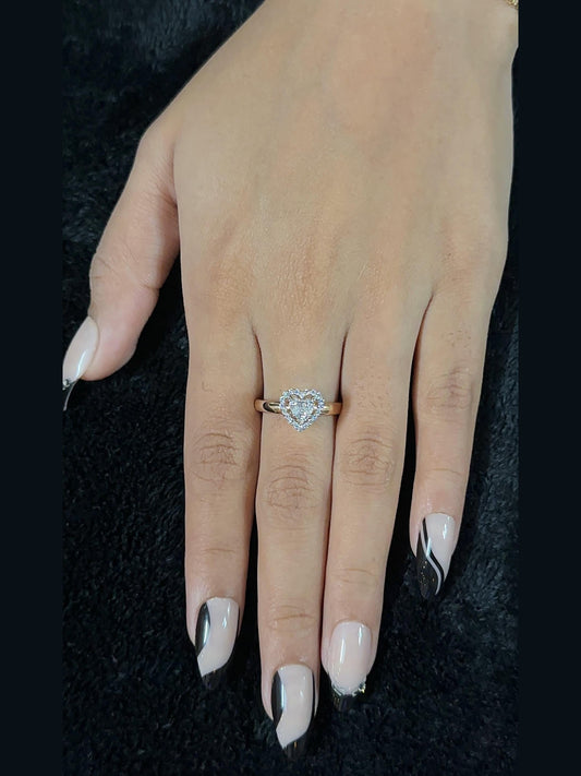 14K Solid Rose Gold Heart-Shaped Diamond Ring For Women – 0.45ct Lab-Grown Diamond ring – Engagement/Promise Gift
