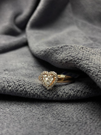 14K Solid Rose Gold Heart-Shaped Diamond Ring For Women – 0.45ct Lab-Grown Diamond ring – Engagement/Promise Gift