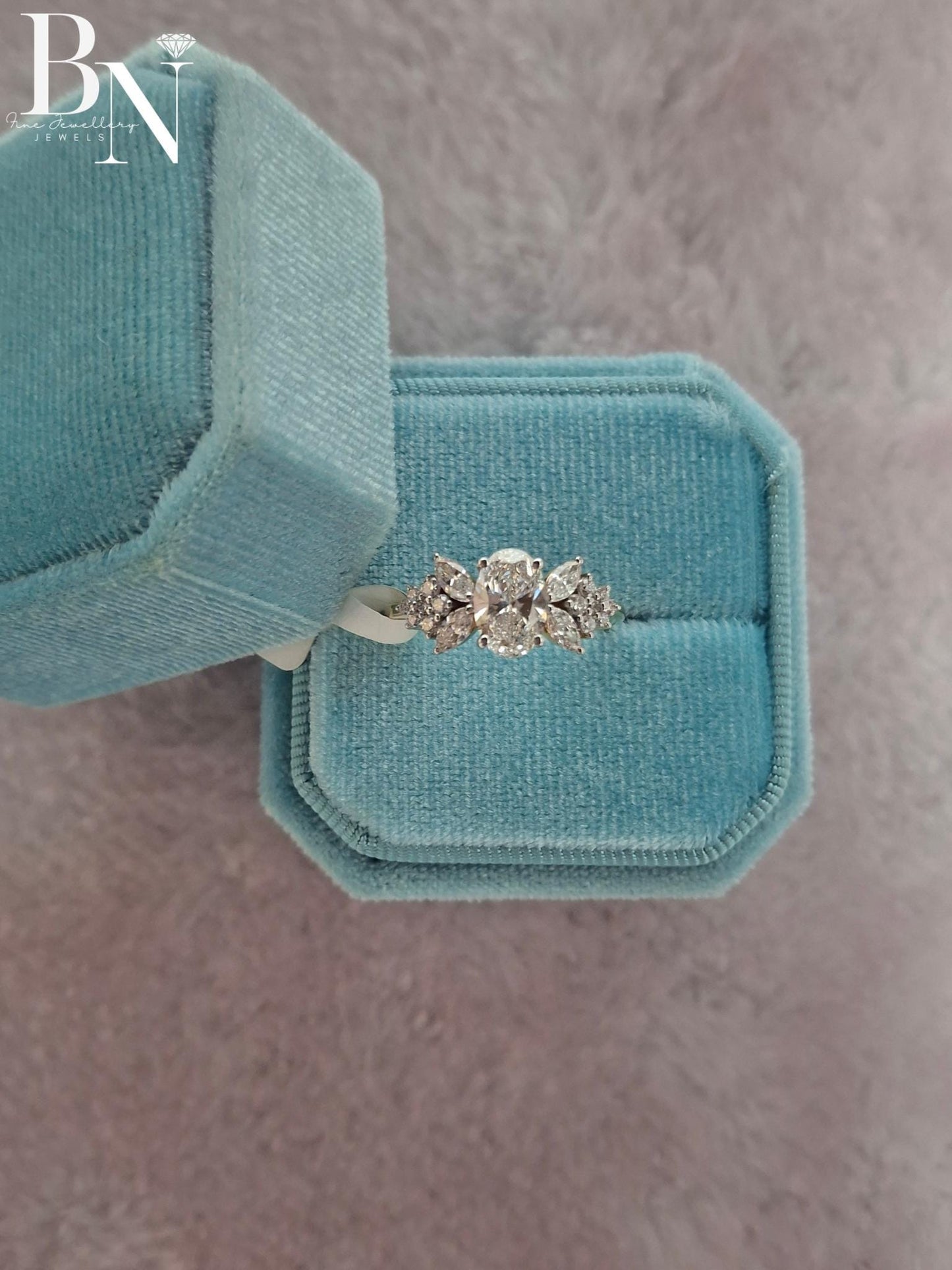1.00 CT Oval Butterfly Engagement Ring 1ct | Unique Marquise Cluster Ring 14k Gold | Vintage Inspired Proposal Ring | Nature Wedding Ring