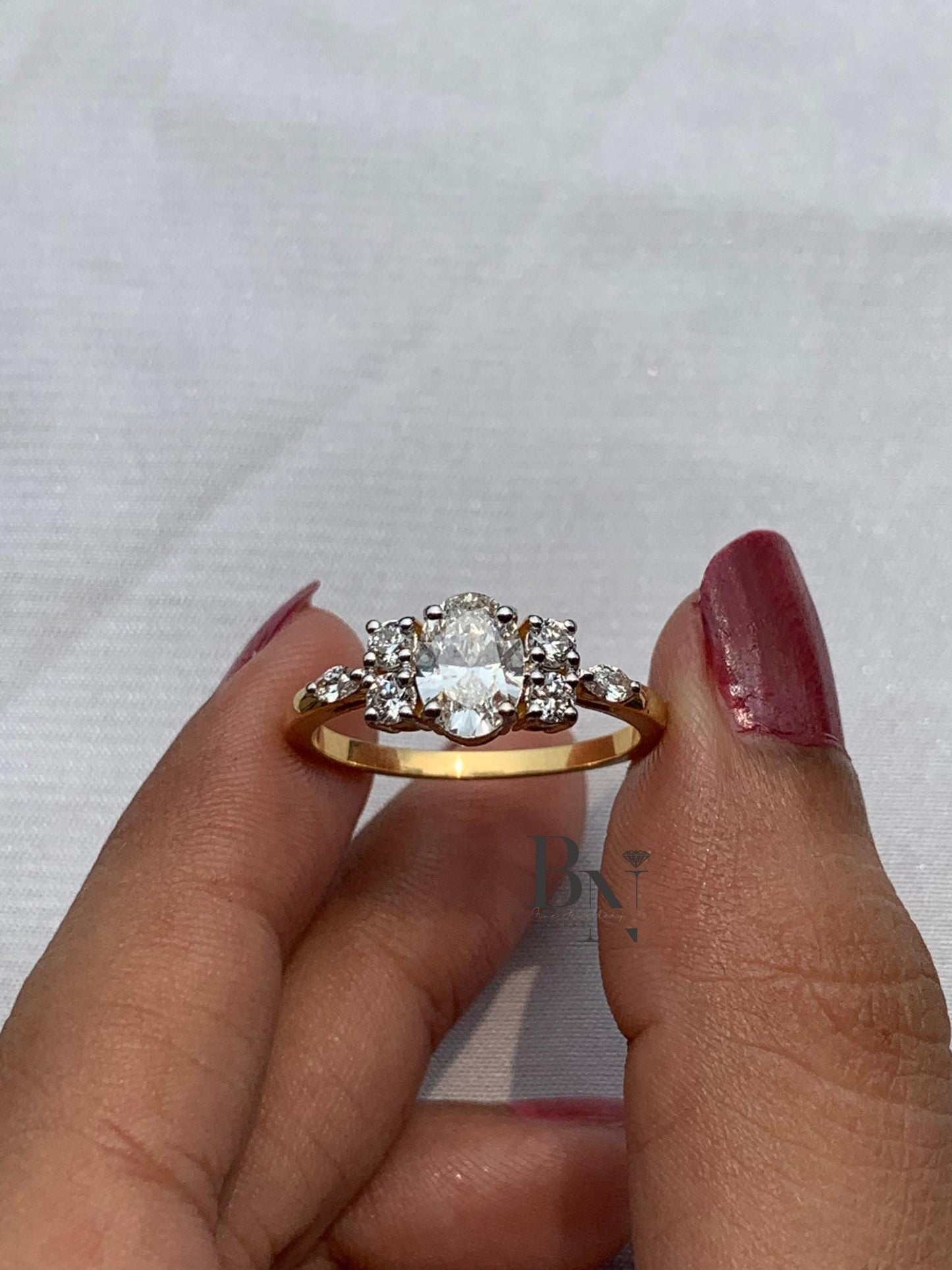 1.00 CT Oval Cluster Engagement Ring 14k Gold | Multi Stone Diamond Ring | Vintage Inspired Floral Proposal Ring | Unique Anniversary Gift
