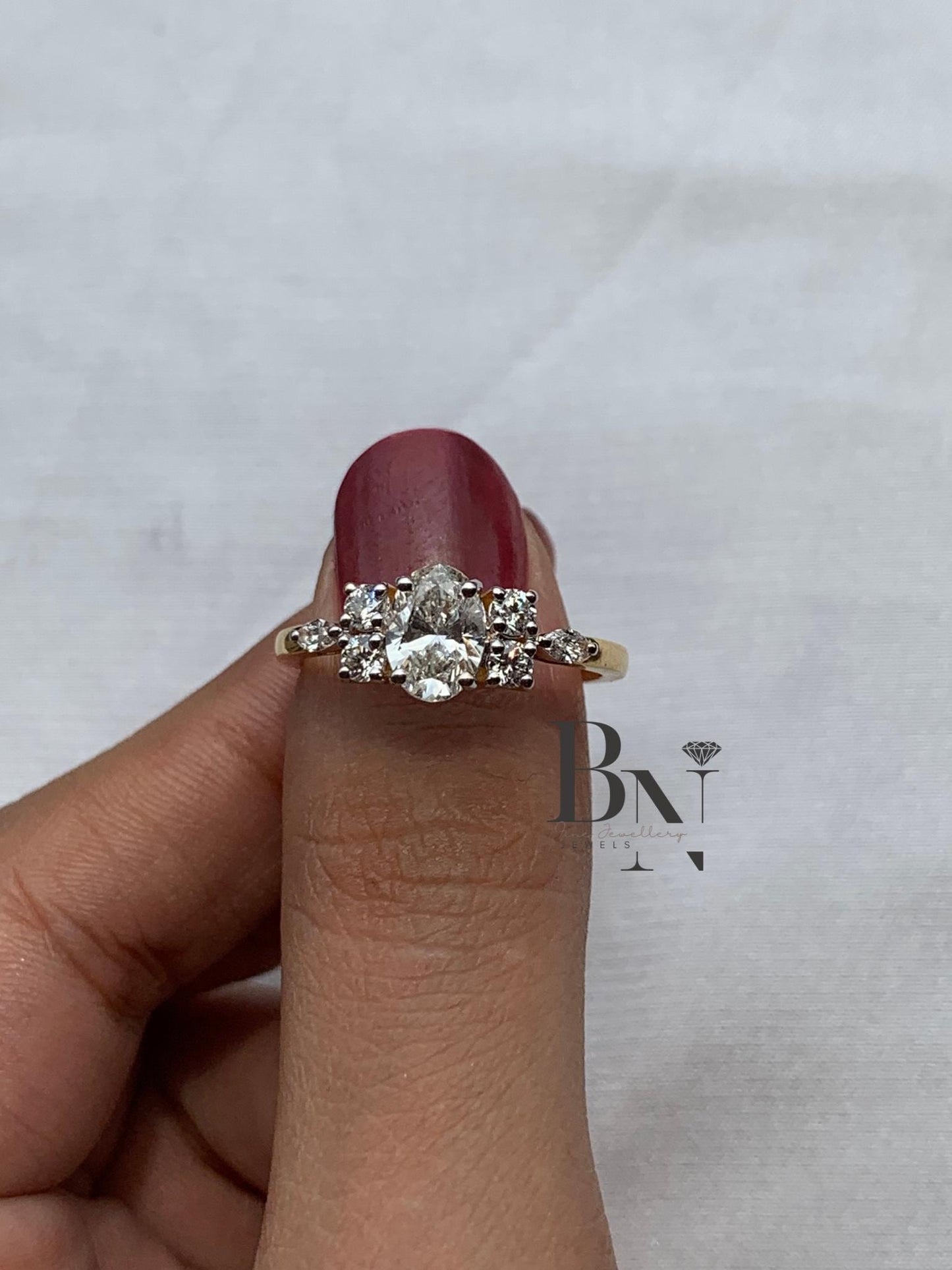1.00 CT Oval Cluster Engagement Ring 14k Gold | Multi Stone Diamond Ring | Vintage Inspired Floral Proposal Ring | Unique Anniversary Gift
