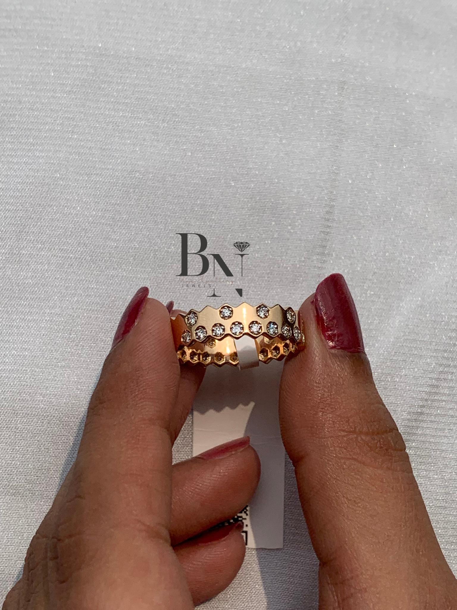 18K Solid Gold  Diamond Band – Rose Gold Stackable Wedding Ring – Lab‑Grown Diamond Wedding Band For Her, Diamond ring