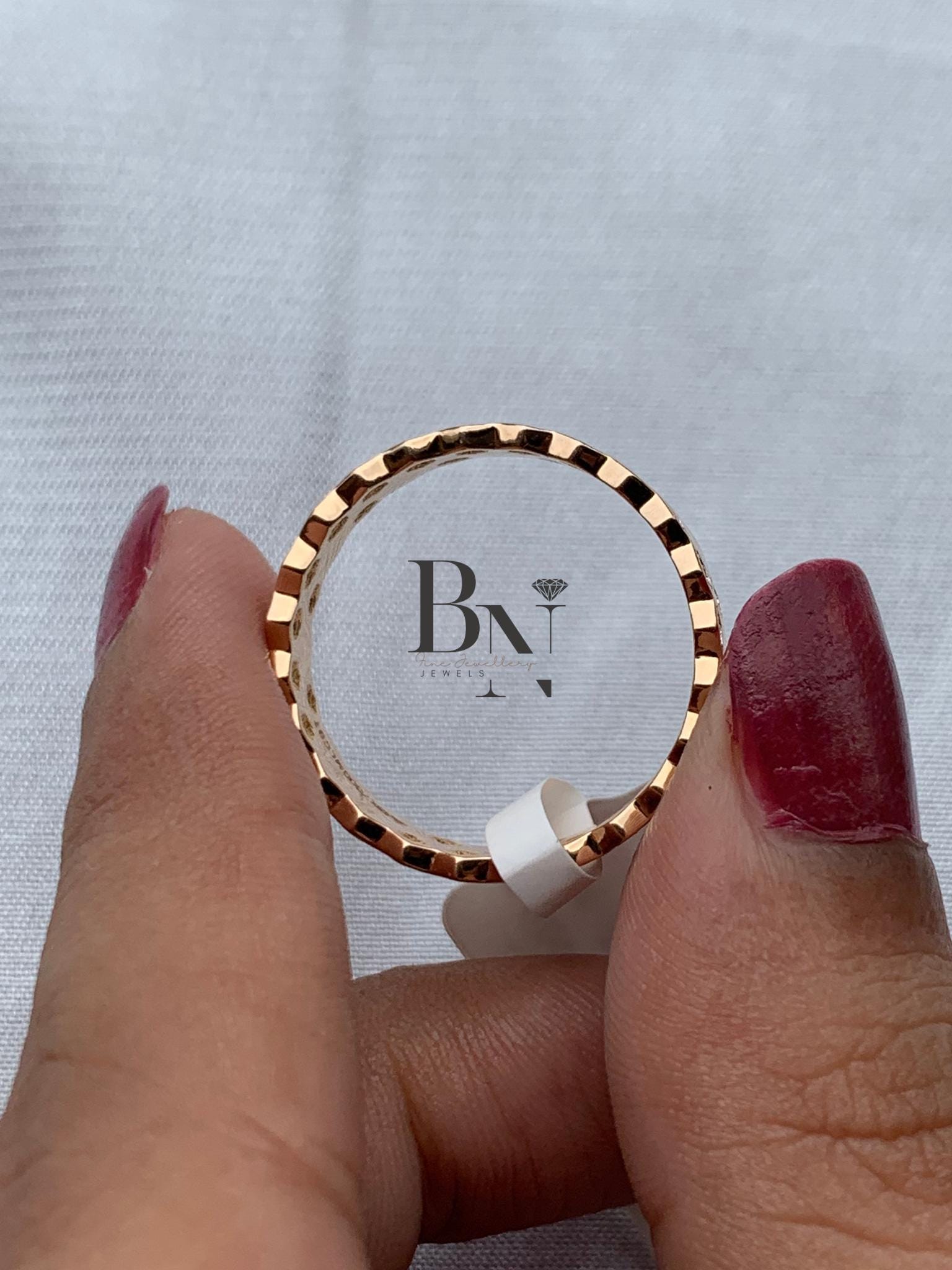 18K Solid Gold  Diamond Band – Rose Gold Stackable Wedding Ring – Lab‑Grown Diamond Wedding Band For Her, Diamond ring