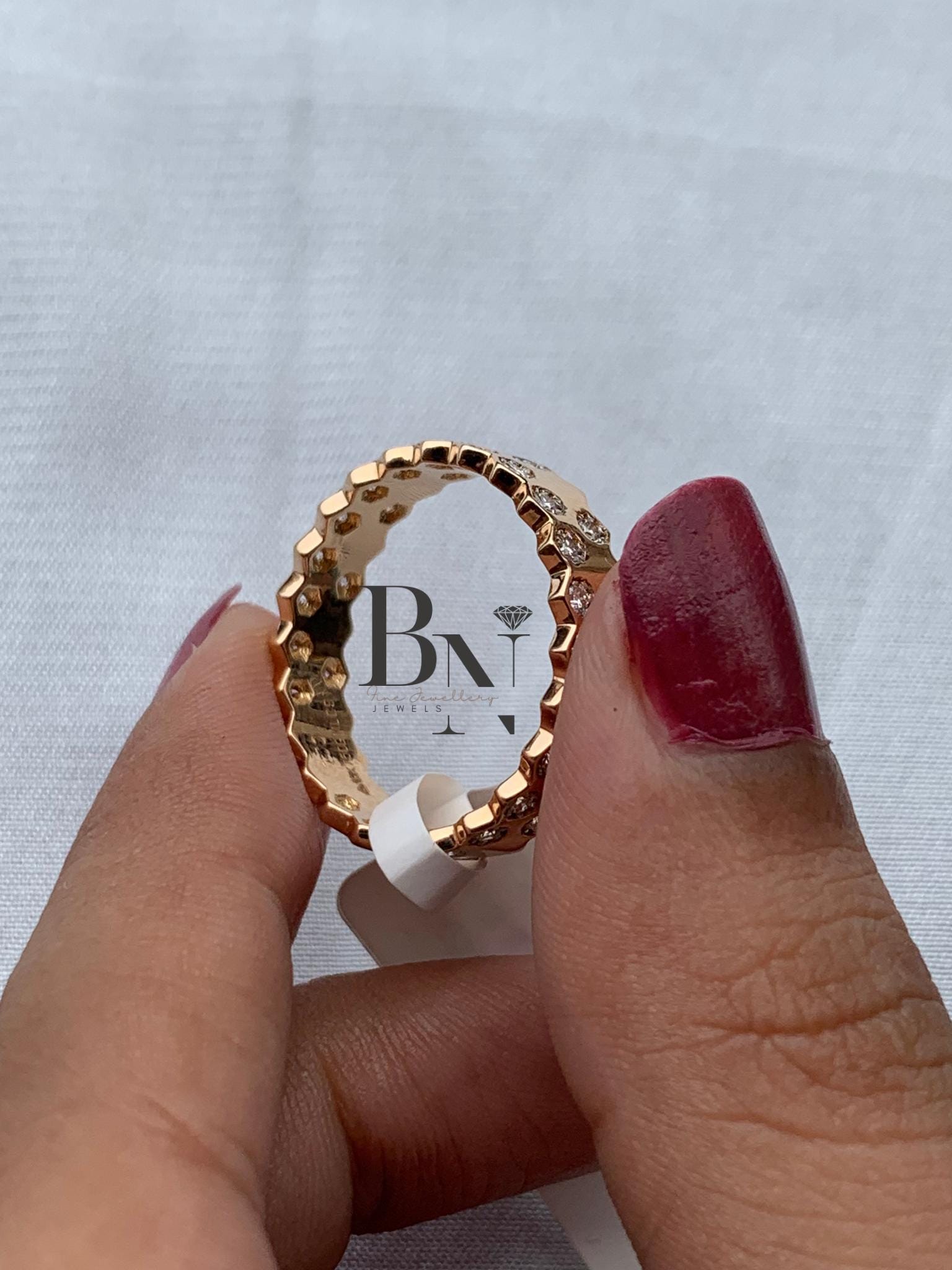18K Solid Gold  Diamond Band – Rose Gold Stackable Wedding Ring – Lab‑Grown Diamond Wedding Band For Her, Diamond ring