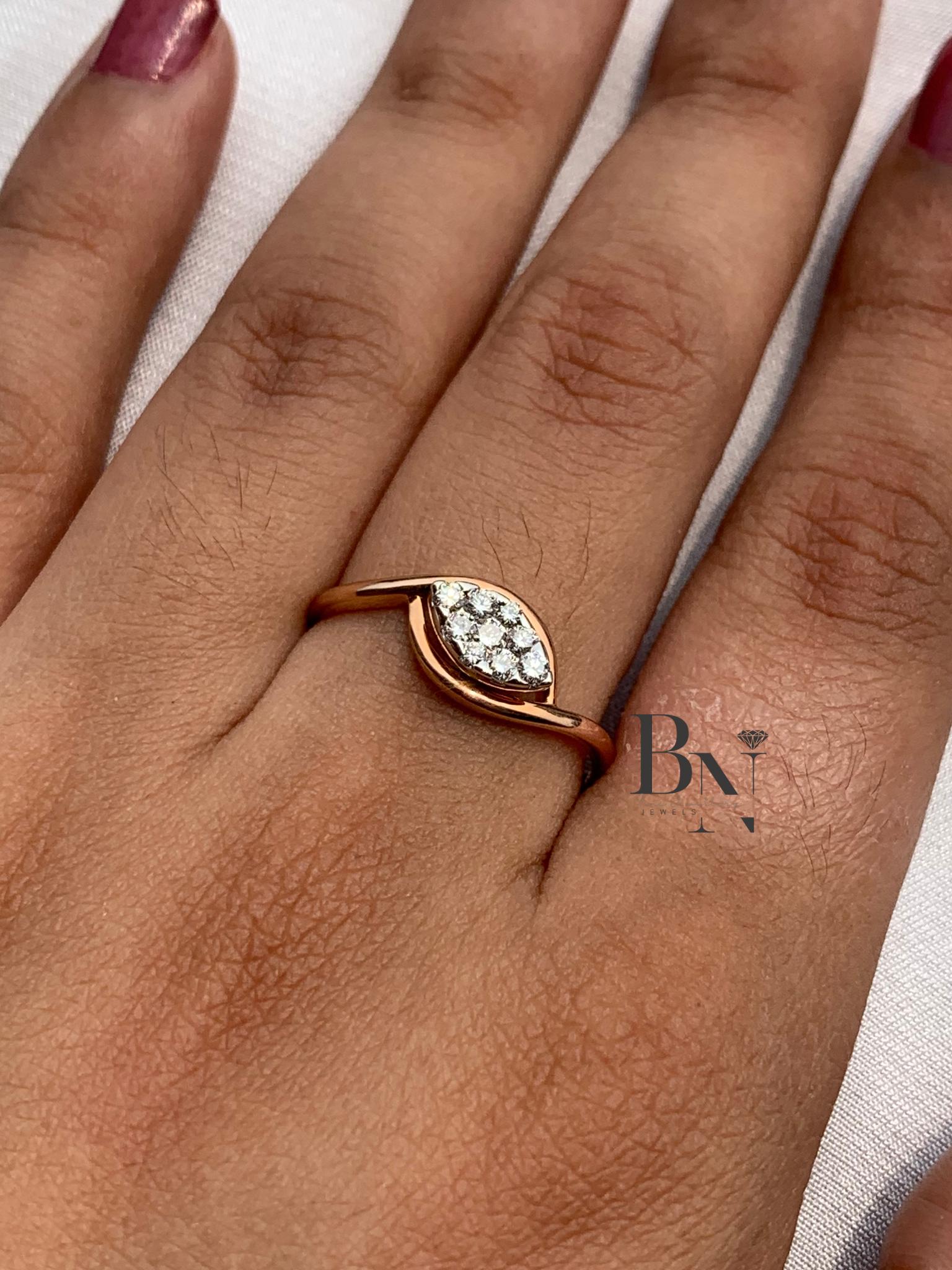 18K Gold Lab-Grown Diamond Signet Ring – Thin Gold Band Promise Ring – Simple Minimalist Diamond Ring for Women