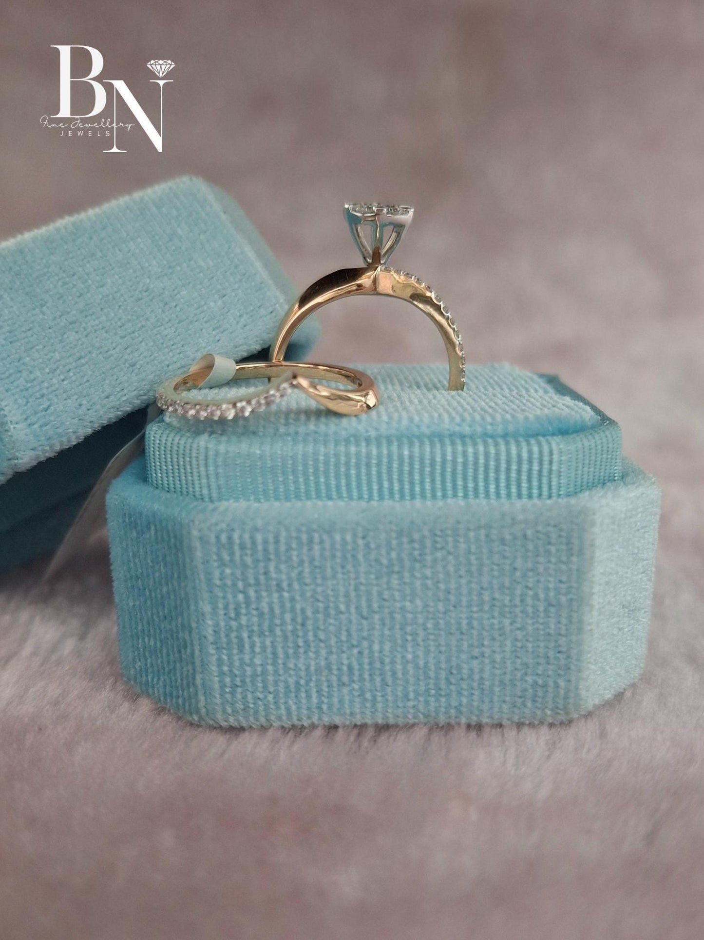 14K Solid Gold Lab-Grown Diamond Stackable Ring Combo – Engagement & Wedding Bands – Minimalist Bridal Stackable Jewelry – everyday stack