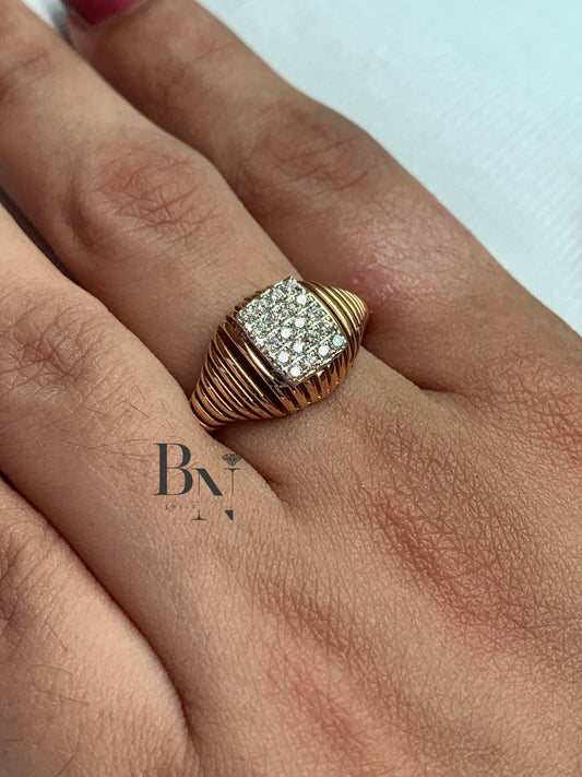 14K Solid Gold Lab-Grown Diamond Signet Ring – Women's Engagement & Anniversary Gift – Minimalist Bridal Statement