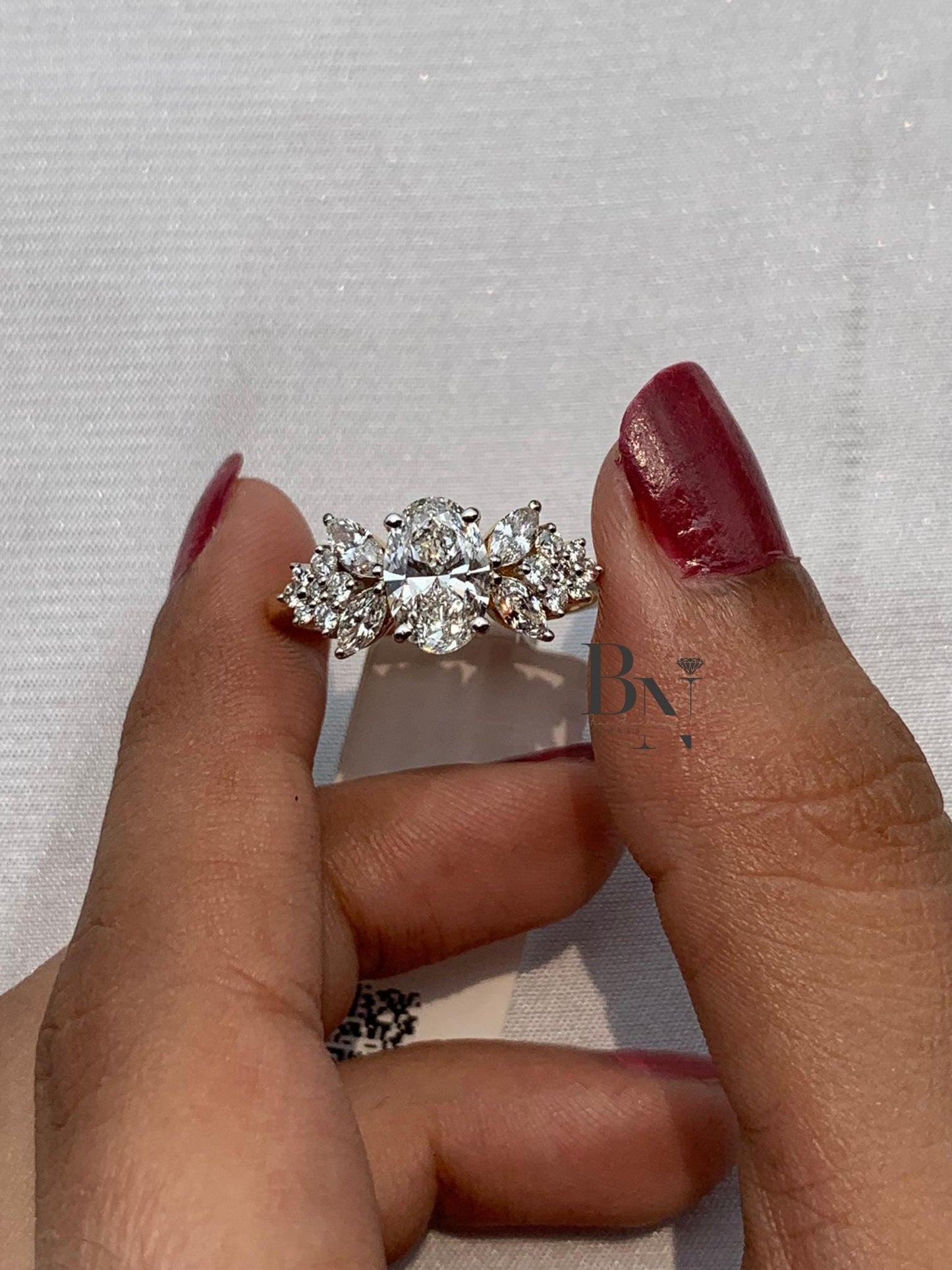 1.00 CT Oval Butterfly Engagement Ring 1ct | Unique Marquise Cluster Ring 14k Gold | Vintage Inspired Proposal Ring | Nature Wedding Ring