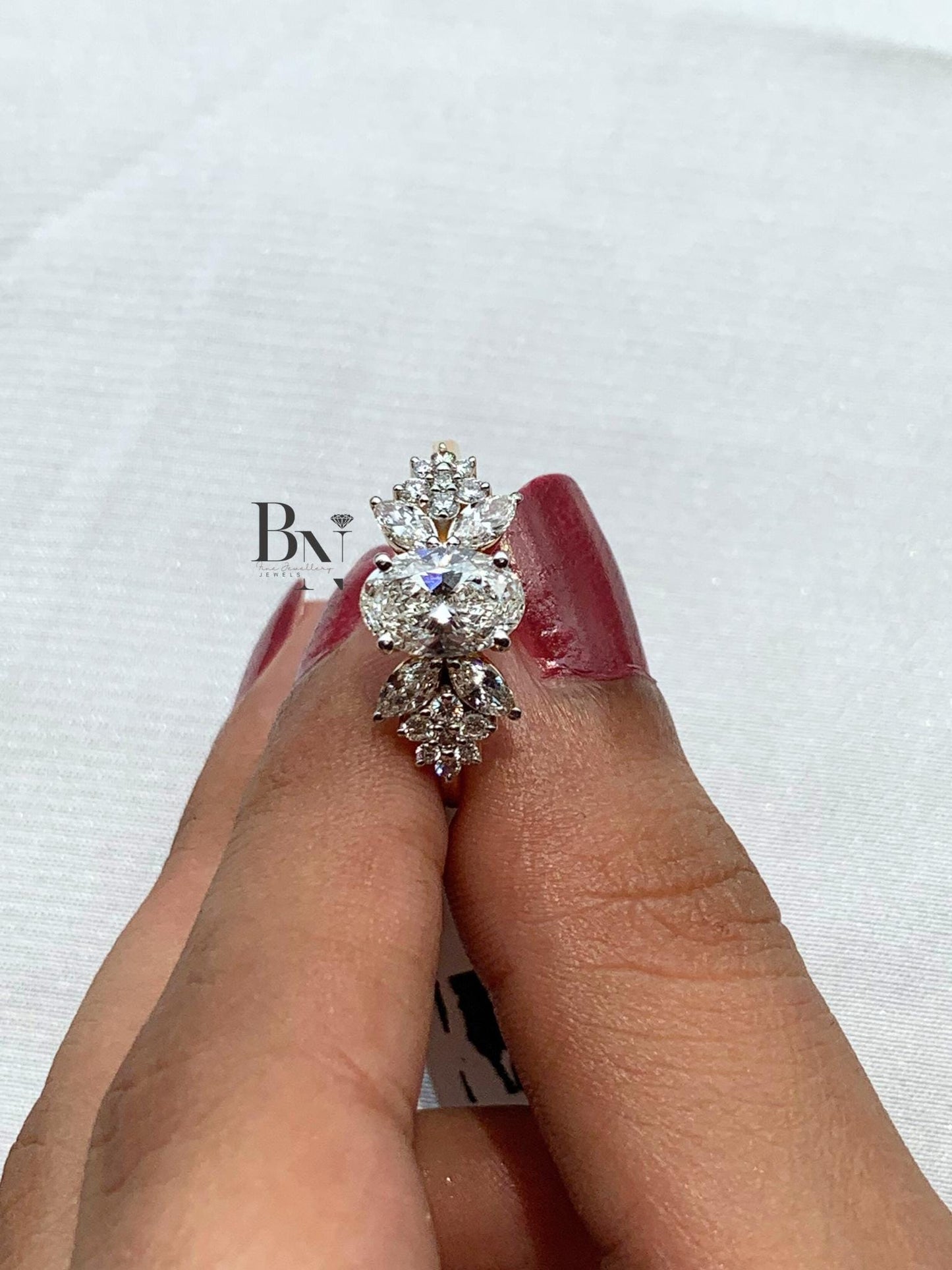 1.00 CT Oval Butterfly Engagement Ring 1ct | Unique Marquise Cluster Ring 14k Gold | Vintage Inspired Proposal Ring | Nature Wedding Ring