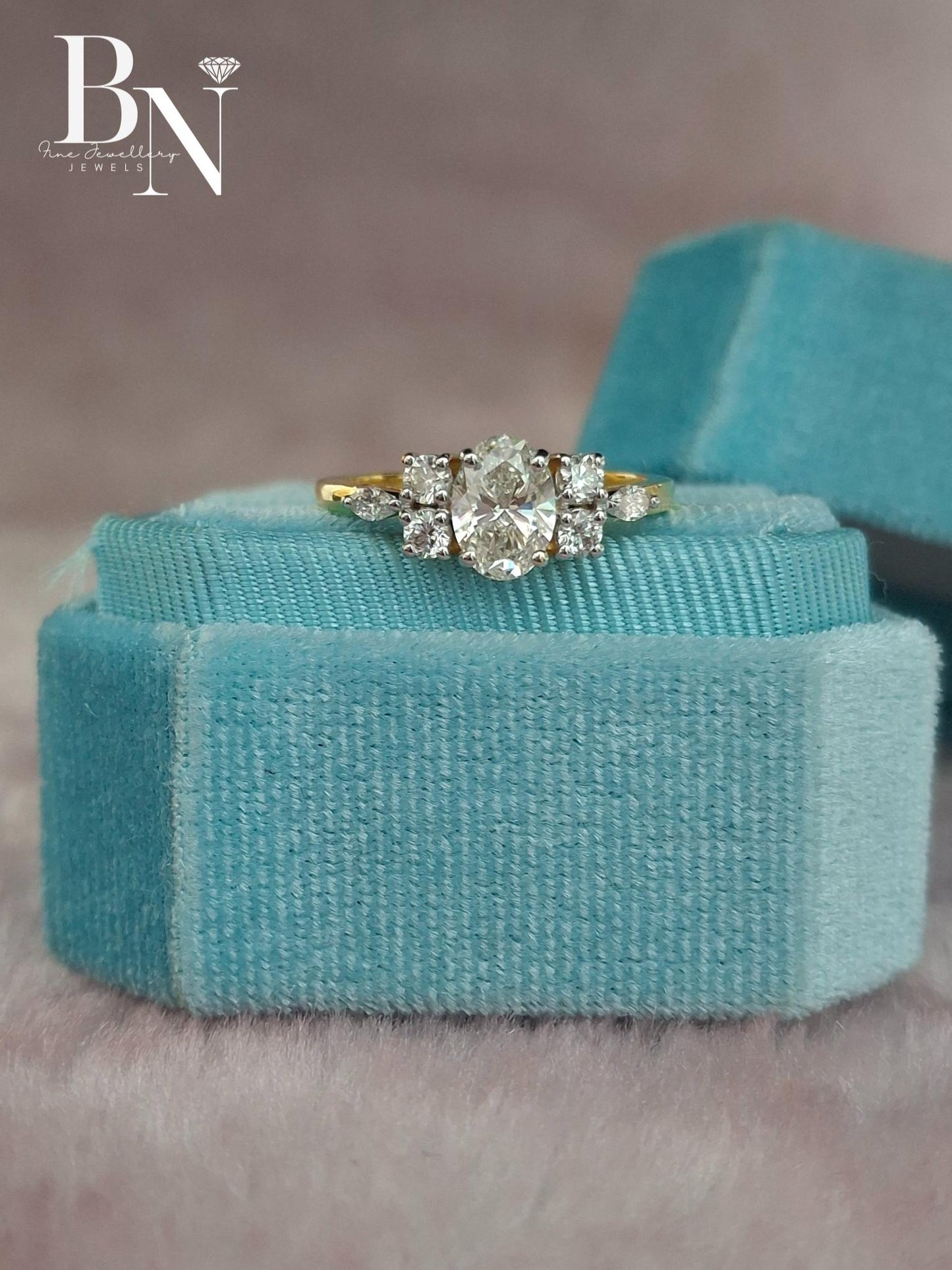 1.00 CT Oval Cluster Engagement Ring 14k Gold | Multi Stone Diamond Ring | Vintage Inspired Floral Proposal Ring | Unique Anniversary Gift