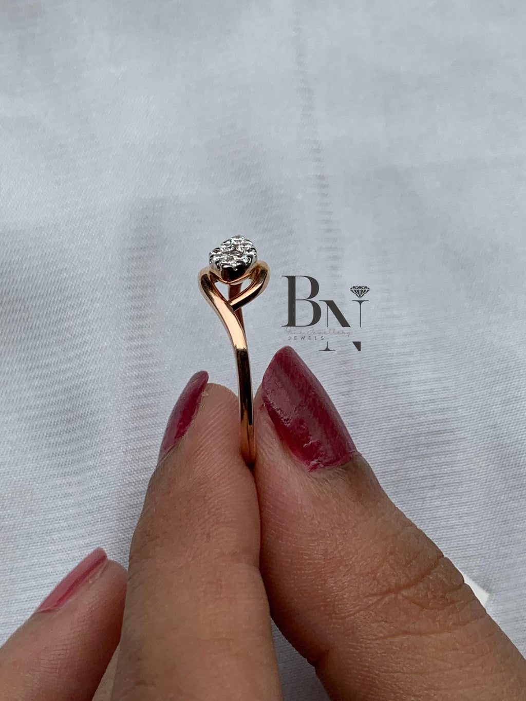 18K Gold Lab-Grown Diamond Signet Ring – Thin Gold Band Promise Ring – Simple Minimalist Diamond Ring for Women