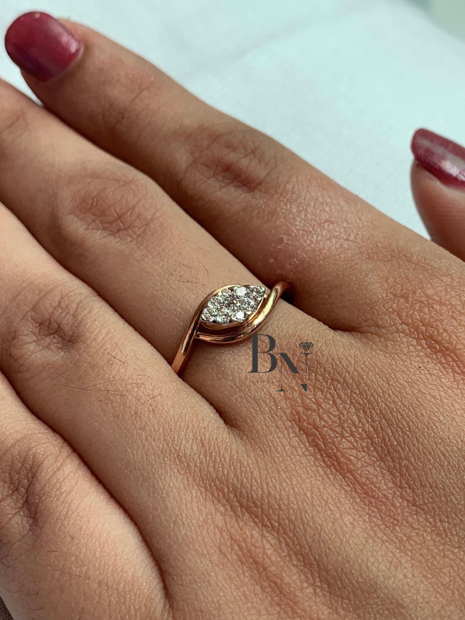 18K Gold Lab-Grown Diamond Signet Ring – Thin Gold Band Promise Ring – Simple Minimalist Diamond Ring for Women
