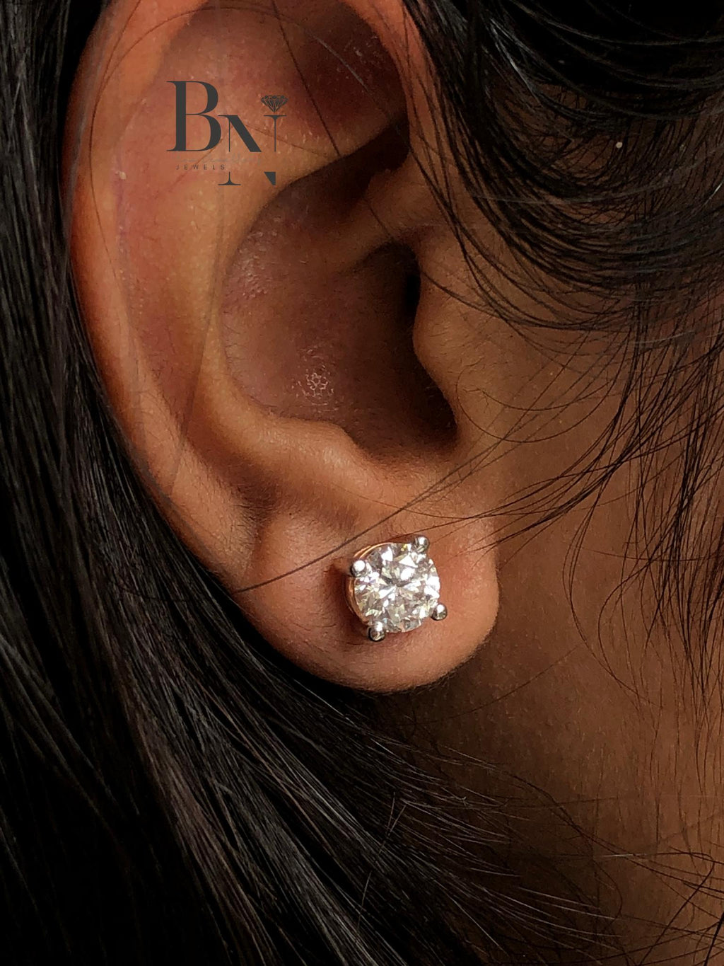 1.00 CT Diamond Stud Earrings 18K White Gold | Round Lab Grown Diamond Solitaire Studs | Classic Everyday Jewelry | Anniversary Gift for Her
