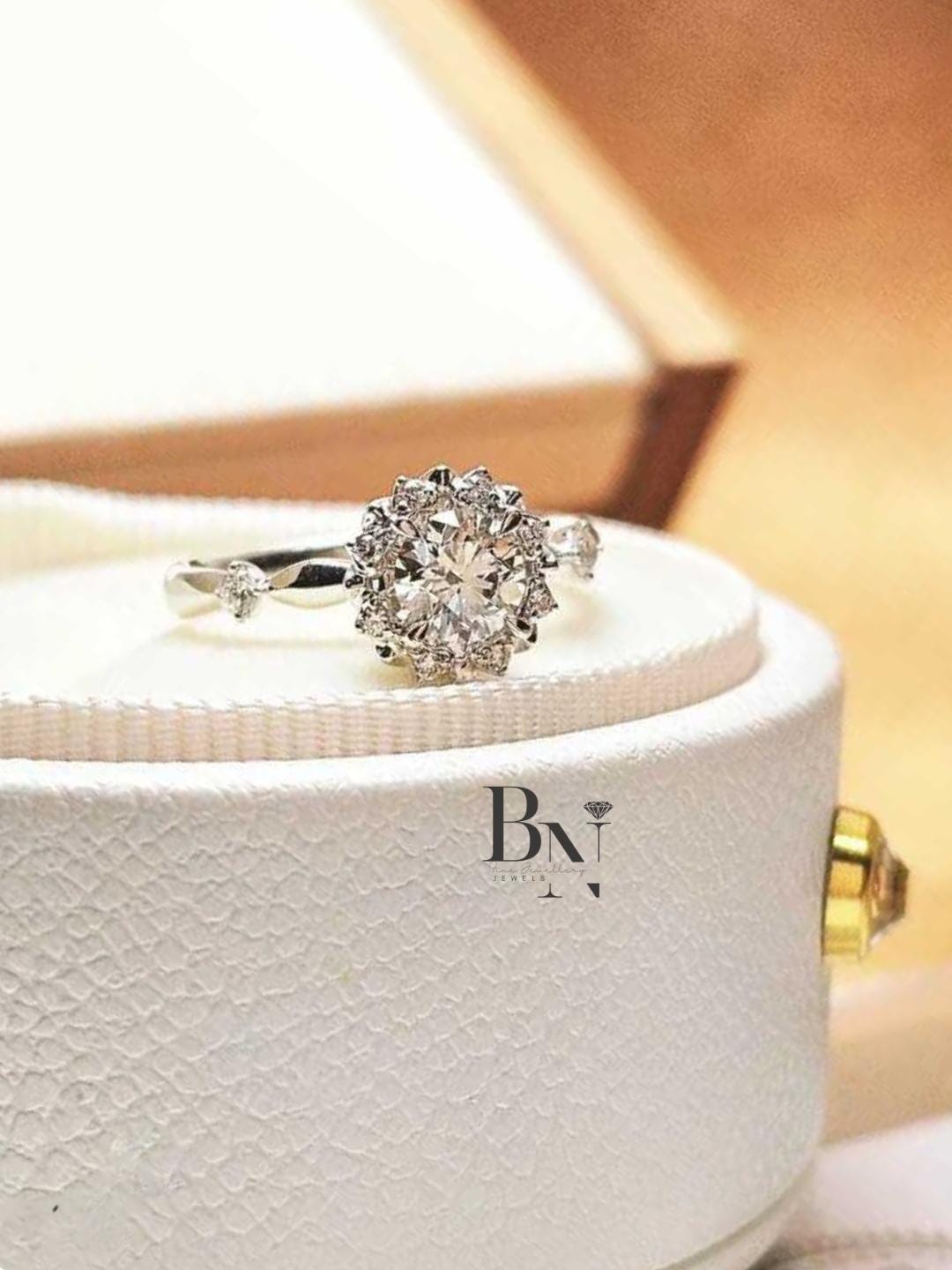 1.00 CT Floral Diamond Engagement Ring | Lab Grown Diamond Ring | Vintage Style Snowflake Halo | Dainty Gold Band | Art Deco Promise Ring