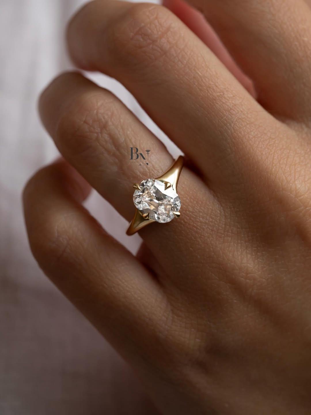 2 Carat Old Mine Cushion Lab Diamond Ring | Modern Solitaire Engagement Ring | Ethical Vintage Cut Ring | Conflict-Free Gift