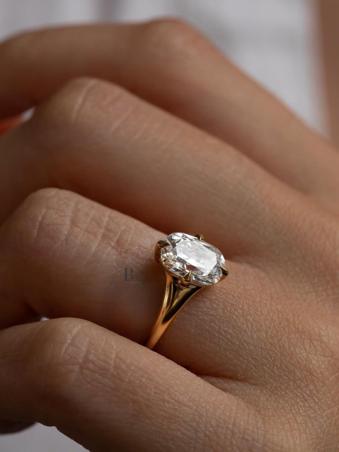 2 Carat Old Mine Cushion Lab Diamond Ring | Modern Solitaire Engagement Ring | Ethical Vintage Cut Ring | Conflict-Free Gift