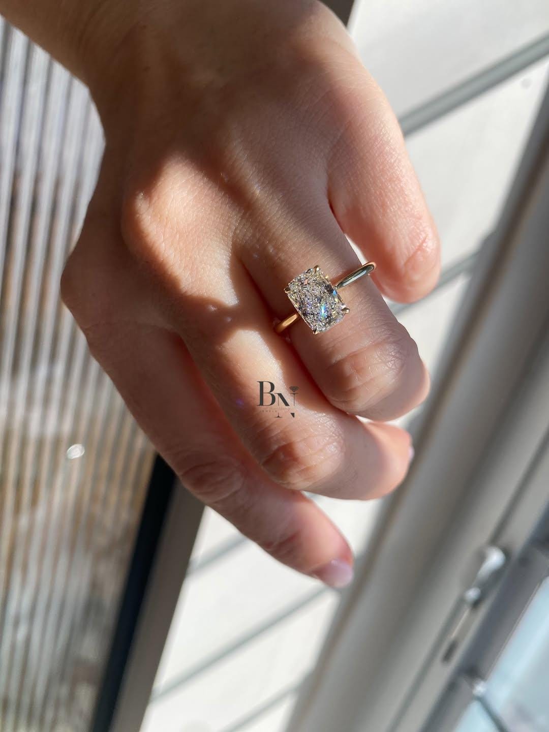 2 Carat Elongated Cushion Lab Diamond Ring | Yellow Gold Solitaire Engagement Ring | Dainty Band Wedding Ring | IGI Certified Classic ring
