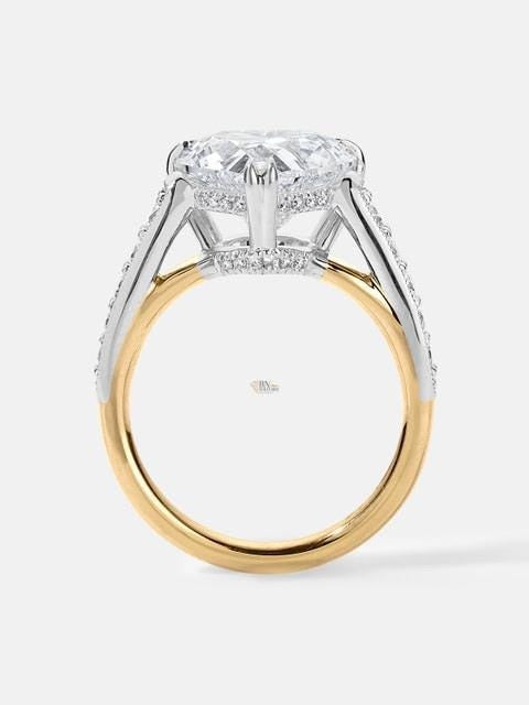 3ct Heart Lab Diamond Hidden Halo Ring | Two Tone Milgrain Pave Engagement | Vintage Inspired Wedding Gift | IGI Certified Statement