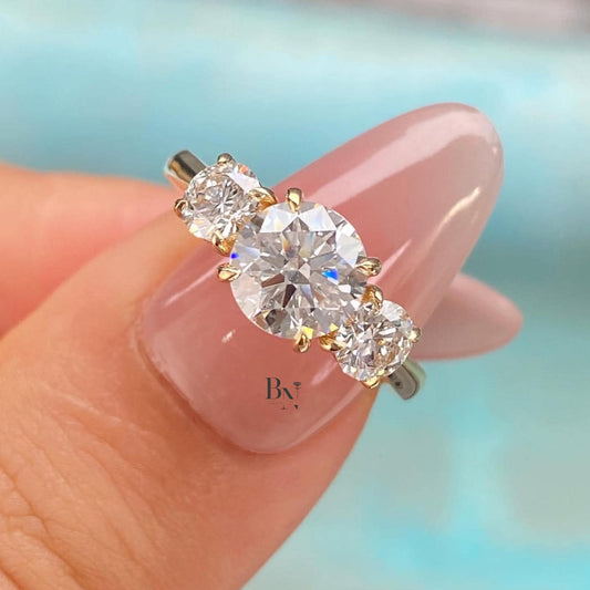 Close-up of 1.60 CTW round brilliant cut lab grown diamond halo engagement ring in 14k white gold. Halo setting and micro-pave band maximize stone size and crisp white light scintillation for Google Images.