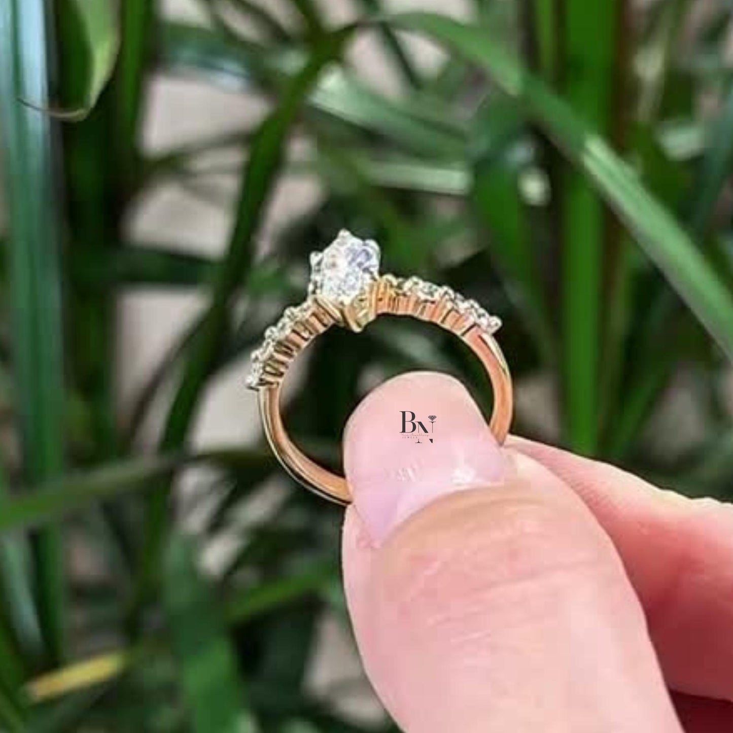 1.00ct Marquise Lab Diamond Engagement Ring | Vintage Solitaire with Pave Accents | 14K Yellow Gold Proposal Ring | Dainty