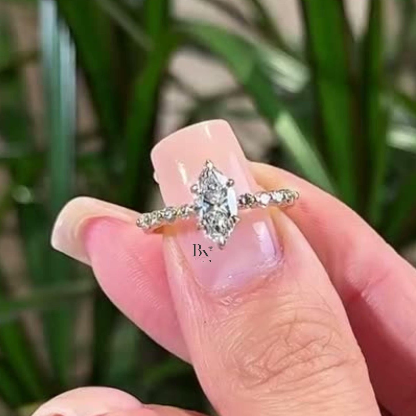 1.00ct Marquise Lab Diamond Engagement Ring | Vintage Solitaire with Pave Accents | 14K Yellow Gold Proposal Ring | Dainty