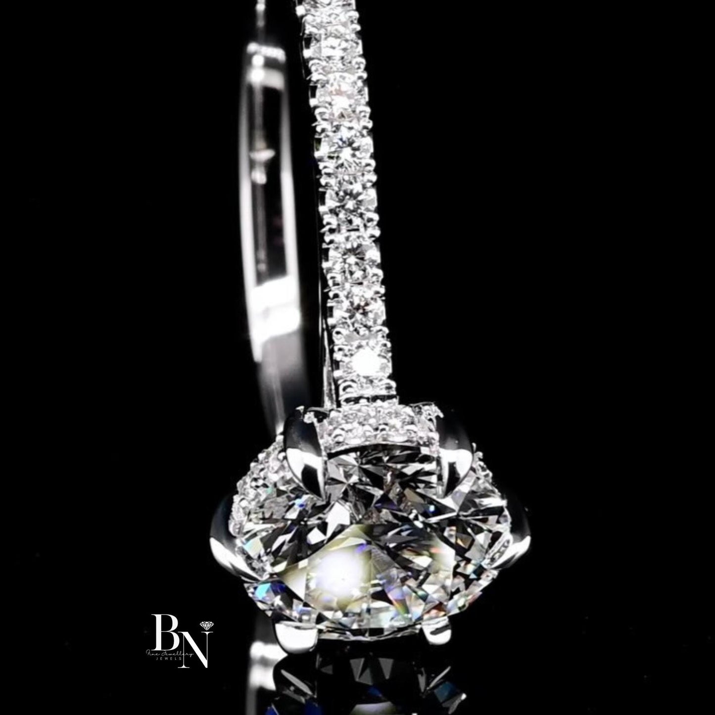 1.00 CT Round Lab Diamond Halo Engagement Ring | 14K White Gold Pave Band | IGI Certified | Round Brilliant Proposal Gift