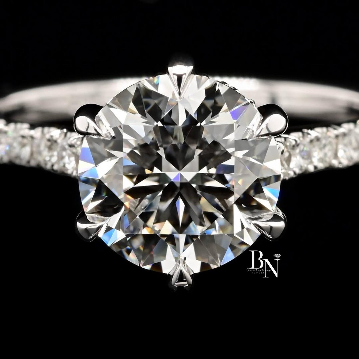 1.00 CT Round Lab Diamond Halo Engagement Ring | 14K White Gold Pave Band | IGI Certified | Round Brilliant Proposal Gift