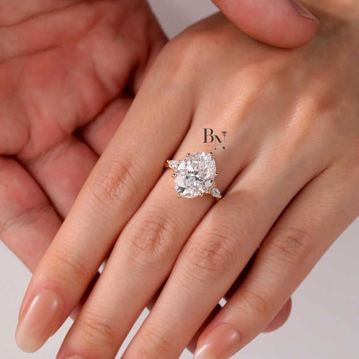 3.00ct Oval Lab Diamond Engagement Ring | Vine Floral Accent 14K Gold | Unique Proposal Solitaire | Nature Inspired