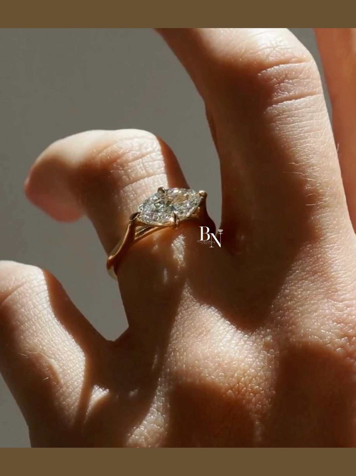 1.50ct Marquise Lab Diamond Solitaire Ring | Yellow Gold V-Prong Engagement | Elongated Bridal Ring | IGI Certified