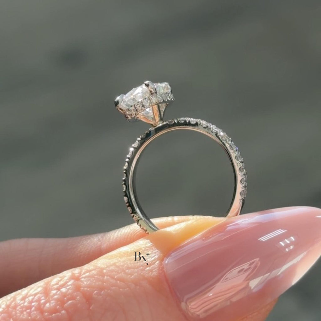 1.00ct Oval Lab Diamond Engagement Ring | Yellow Gold Bypass Solitaire | Semi Bezel Unique Modern Bridal Ring | Sculptural