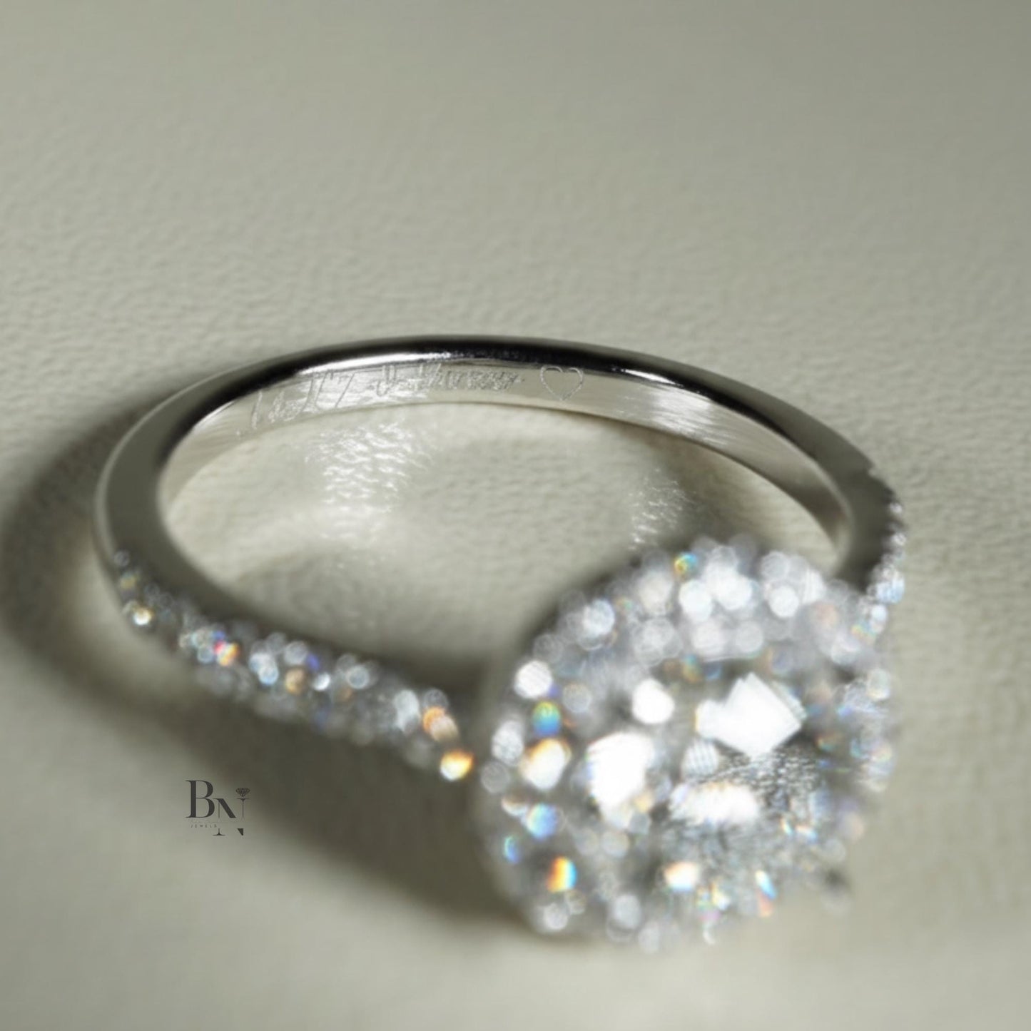 1.00 CT Round Lab Diamond Halo Engagement Ring | 14K White Gold Pave Band | IGI Certified | Round Brilliant Proposal Gift