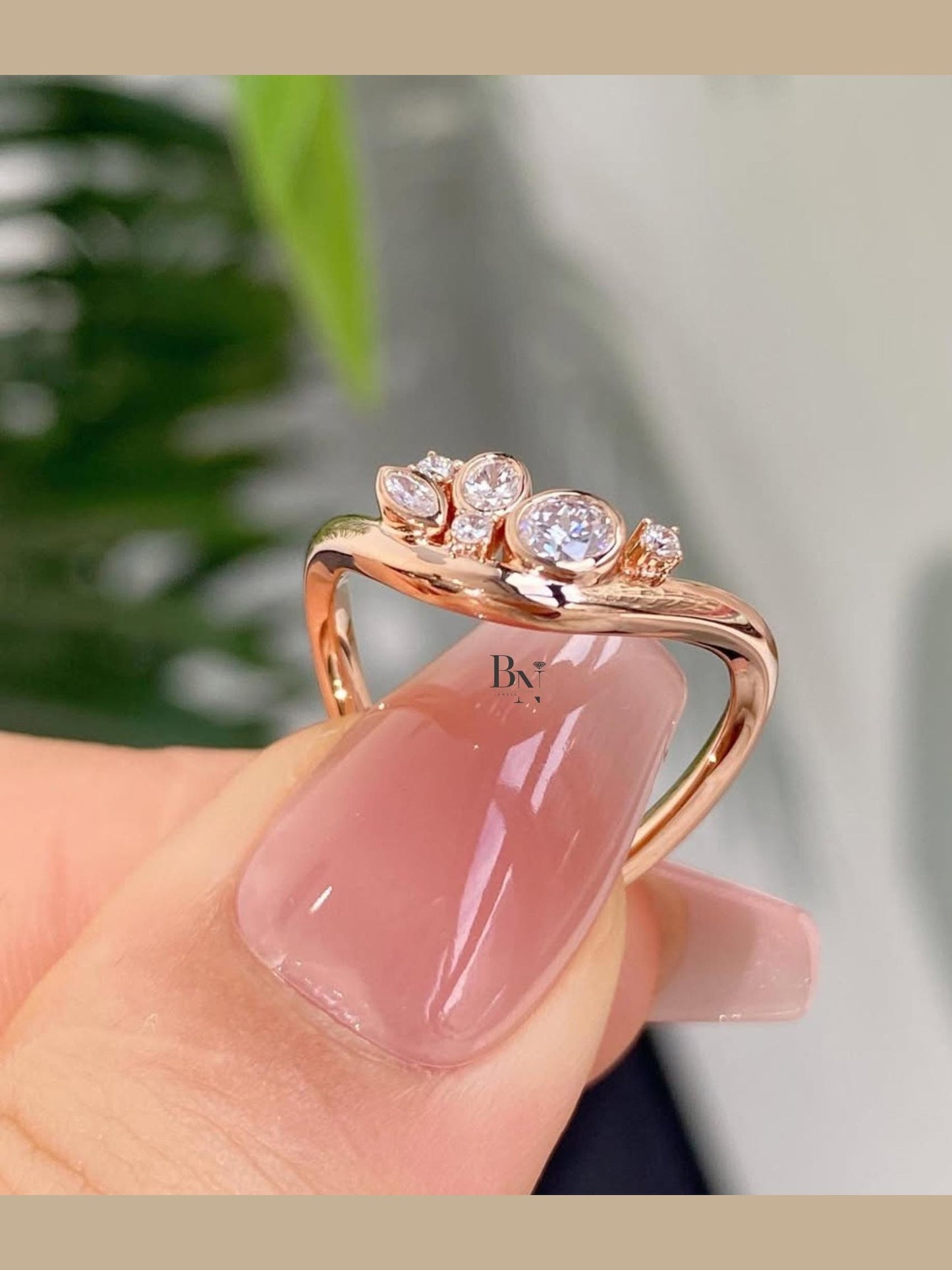 0.50ctw Lab Diamond Contour Band | Mixed Cut Rose Gold Stacking Ring | Round Oval Marquise Wedding Band | Anniversary Gift