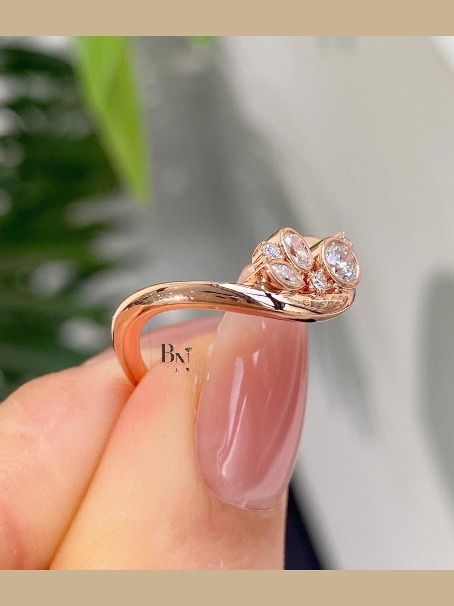 0.50ctw Lab Diamond Contour Band | Mixed Cut Rose Gold Stacking Ring | Round Oval Marquise Wedding Band | Anniversary Gift