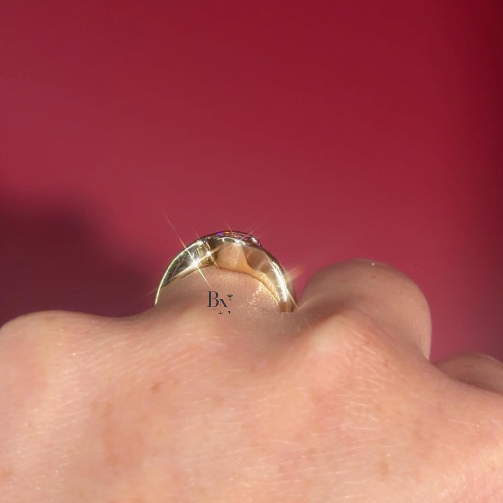 3.00ct Oval Lab Diamond Engagement Ring | Swirl Bypass Setting 14K Gold | Unique Semi Bezel Proposal Ring | Artistic Solitaire