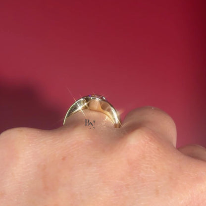 3.00ct Oval Lab Diamond Engagement Ring | Swirl Bypass Setting 14K Gold | Unique Semi Bezel Proposal Ring | Artistic Solitaire