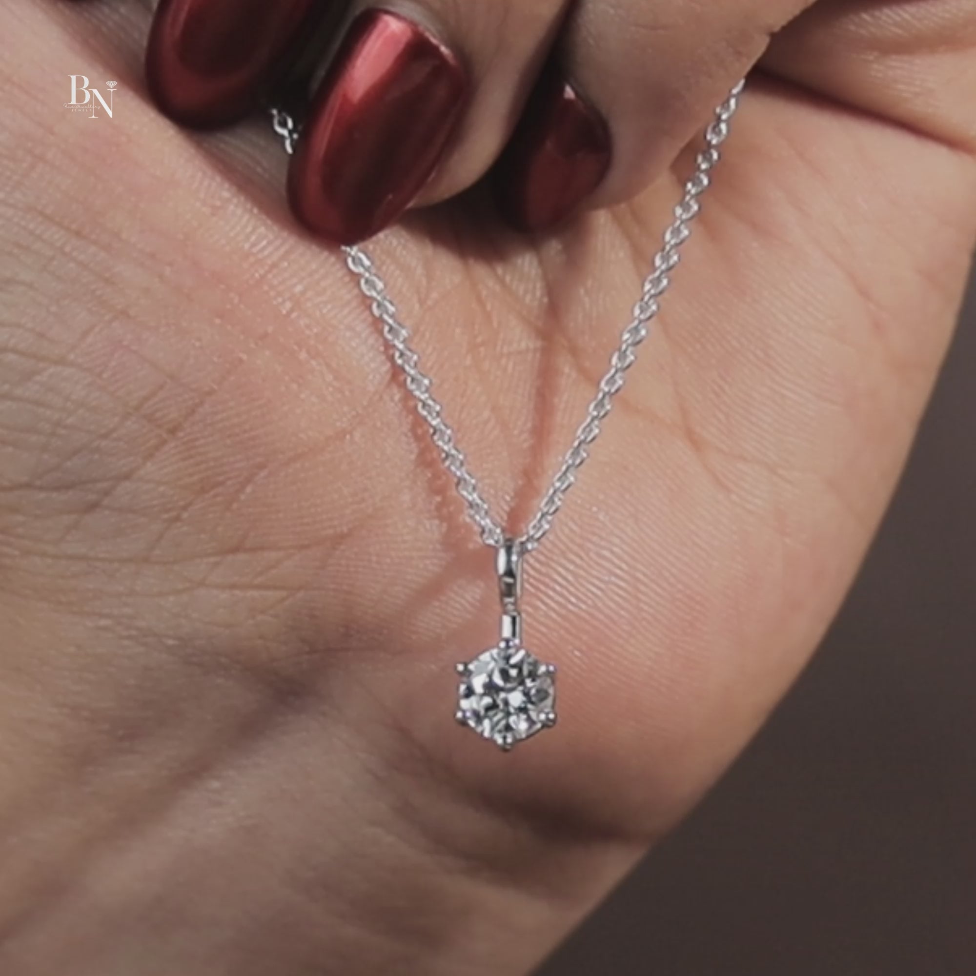 Round Brilliant Cut Lab Grown Diamond Necklace | 14K White Gold Solitaire Pendant | Minimalist Bridal Jewelry | Ethical Diamond Gift