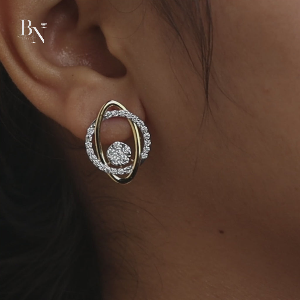 Orbit Stud Earrings | 14K Gold Abstract Cluster Earrings | Modern Interlocking Oval Studs | Fine Jewelry Anniversary Gift