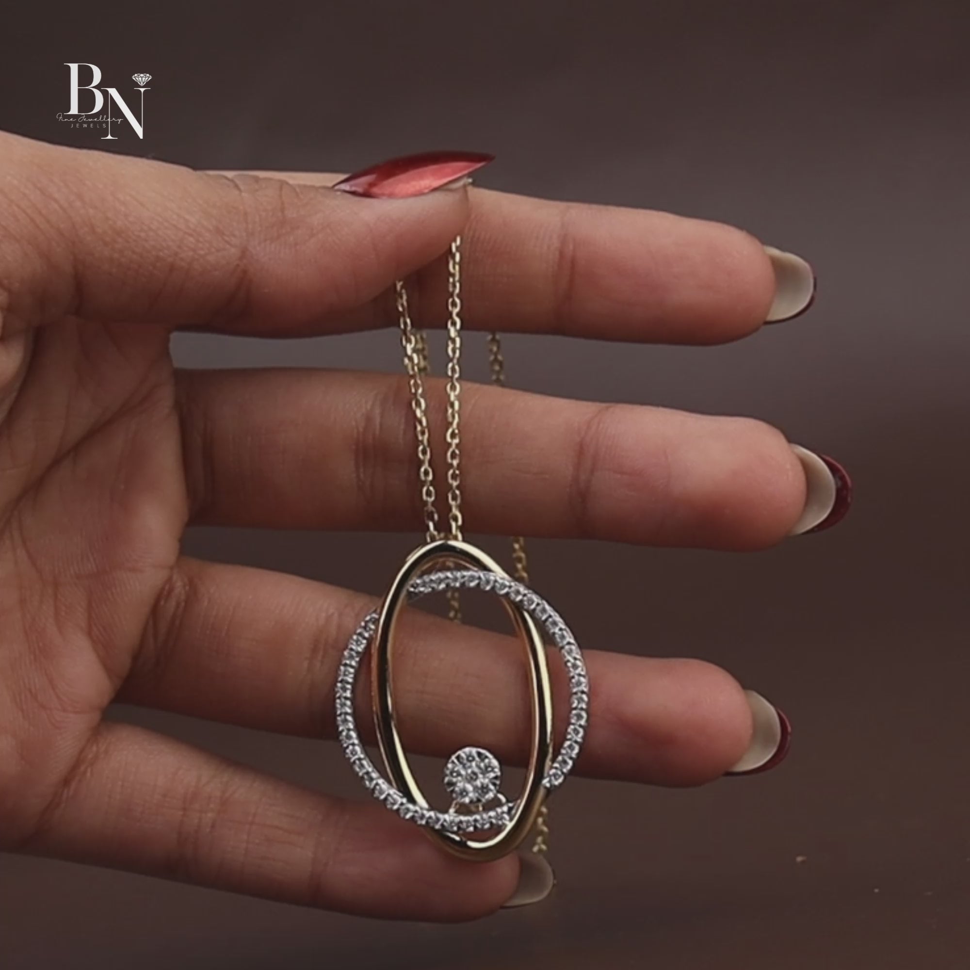 1.50ctw Oval Lab Grown Diamond Necklace Set | 14K Gold Interlocking Circle Pendant | Diamond Halo Earrings | Anniversary Gift (ONLY PENDANT)