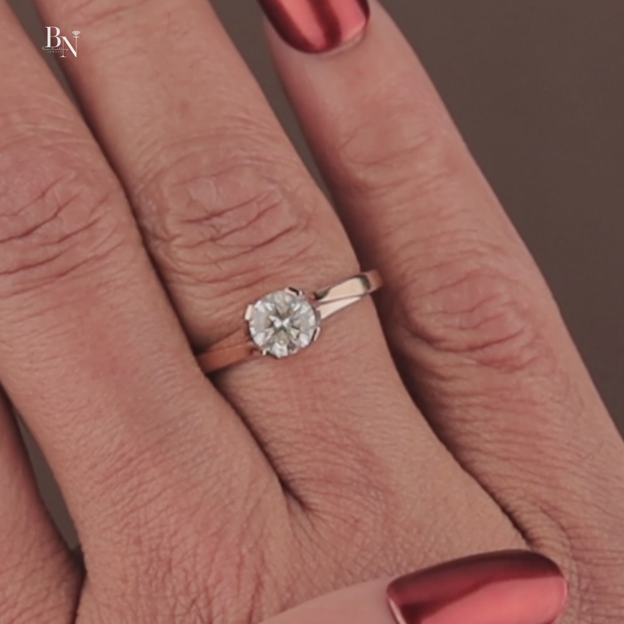 Round Brilliant Cut Lab Grown Diamond Engagement Ring | Bypass Solitaire Setting | 14K Yellow Gold | IGI Certified | Minimalist Bridal Ring